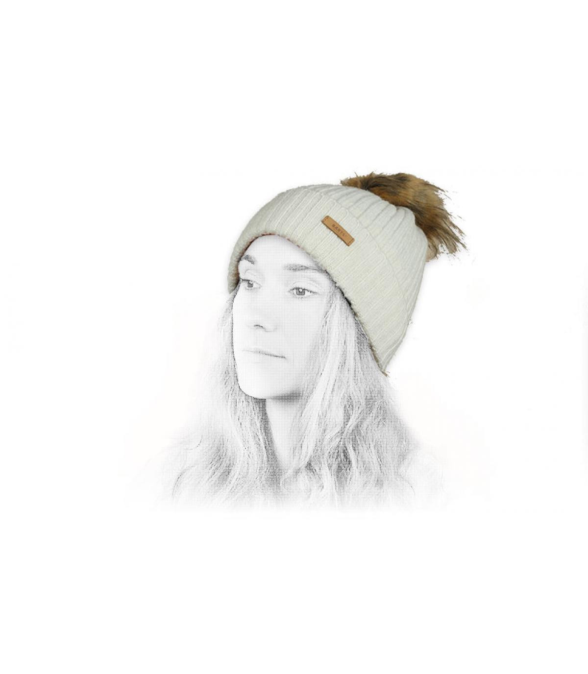 Barts gorro lana blanco pompón pelo